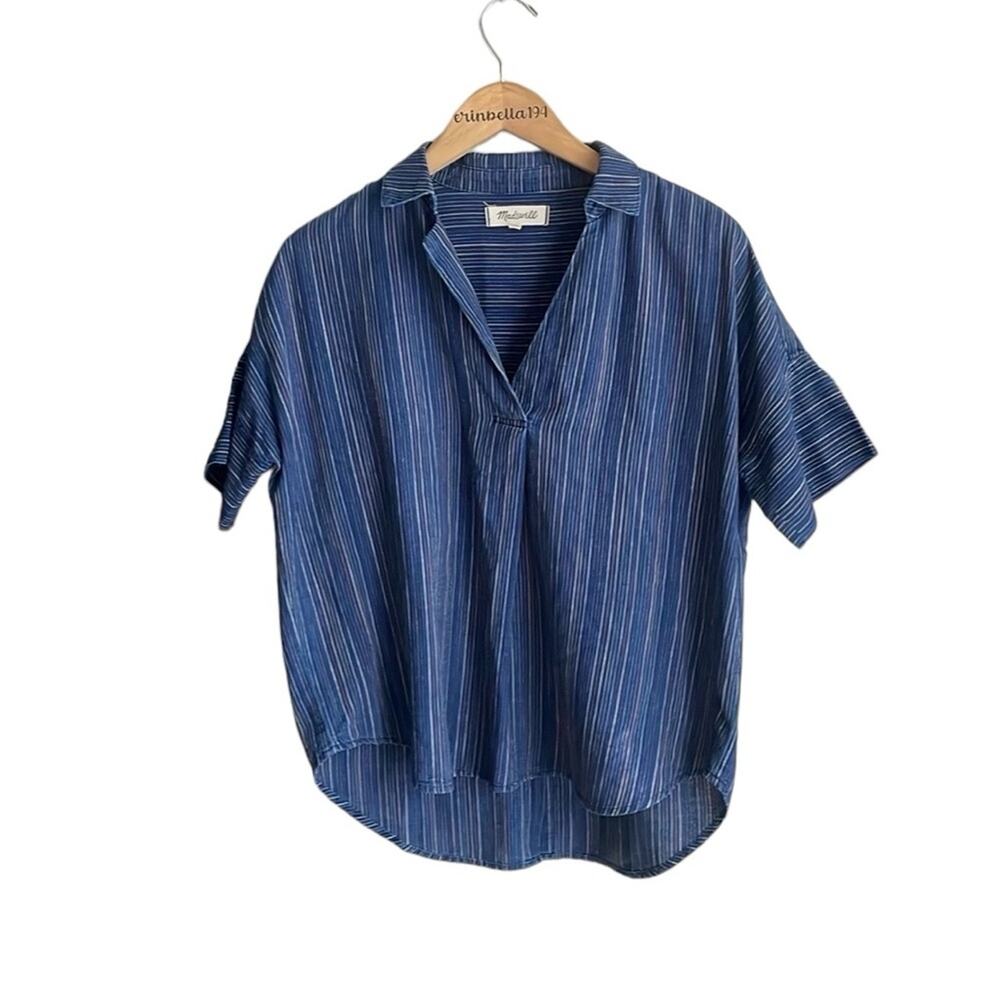 Madewell Courier Button-Back Shirt in Cecile Stripe - Picture 2 of 15